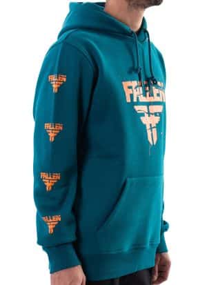 Дуксерица FALLEN - CRACKED HOODIE Blue Coral/Orange